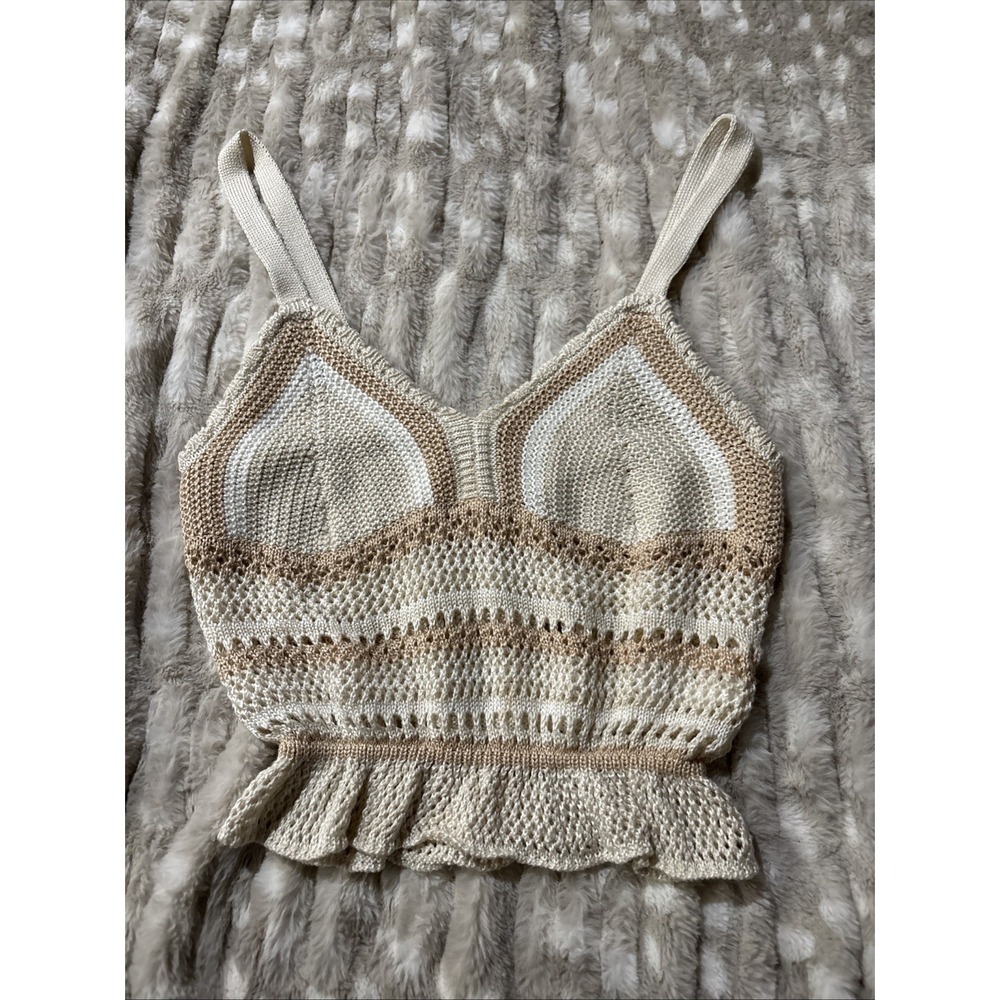 Madden NYC Crochet Knit Tank Top Size Medium Retro 70s Boho